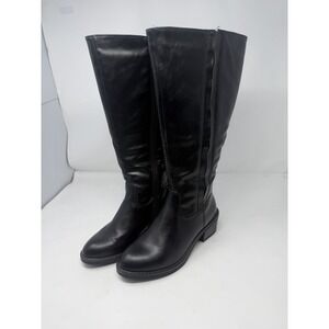 Jeossy Milan Women's Black Knee‎ High Riding Boots Size 7 Side Zip Style DJY9661